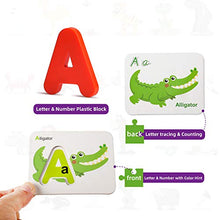 Load image into Gallery viewer, Alphabets and Numbers Flash Cards Set,Plastic Letters and Numbers Animal Jigsaw Puzzle Card Board Matching Puzzle Game Preschool Educational Montessori Toys Gift for Toddlers Kids Boys Girls 3+ Years
