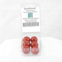 Red Opaque 25mm (1 Inch) Glass Marbles Pack of 6 Wondertrail