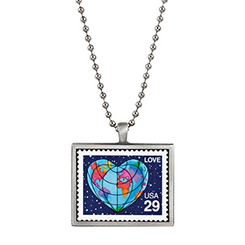 American Coin Treasures A World of Love United States Postage Stamp Ball Chain Pendant Necklace