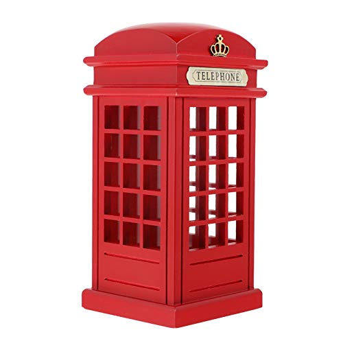 VOSAREA Telephone Booth Piggy Bank Vintage London Street Coin Bank Money Saving Pot Desktop Ornament for Christmas New Year Party Gift Red