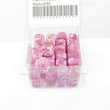Load image into Gallery viewer, Pink Vortex Dice with Gold Pips D6 12mm (1/2in) Pack of 50 Wondertrail
