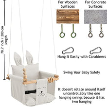 Load image into Gallery viewer, Mass Lumber Canvas Indoor Baby Swing Outdoor Seat with Belt, Ceiling Hanging Set, Storage Bag Baby Hammock Swing Chair for Infants Baby Gift Fabric Toddler Porch Swing Baby Tree Swing (Beige)
