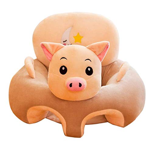 vocheer Baby Sitting Chair, Comfortable Infant Soft Plush Floor Support Seat Baby Learning to Sit Soft Animal Shaped Baby Sofa for Newborn 3-16 Months(Pig)