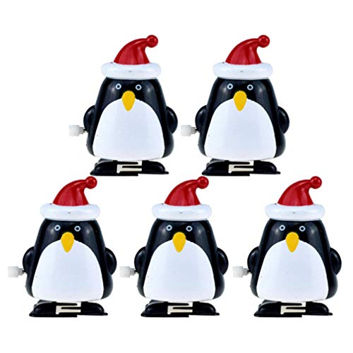 TOYANDONA 5pcs Christmas Wind Up Toys Penguin Wind up Stocking Stuffers Christmas Party Favors for Kids