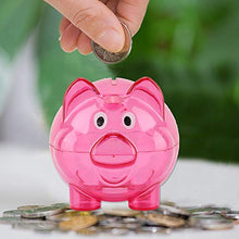Load image into Gallery viewer, idalinya Pig Bank Money Box Kids&#39; Toy Cute Colorful Cartoon Shape Birthday Gift Decorate Transparent Plastic Coin Collectible Saving Container(Rose Pink)
