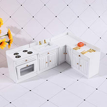 Load image into Gallery viewer, Haomian Dollhouse Kitchen Furniture Kit 1:12 Dollhouse Miniature Furniture Wooden Kitchen Cabinet Fridge Set Kitchen Dining Room Furniture for 1:12 Dollhouse Miniatures Scenes Accessories (C)
