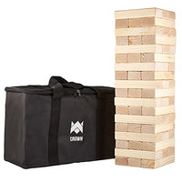 Teetering Tower with Carrying Case - Giant Block Tower Game with Jumbo Wooden Blocks - Stands Up to 4 Feet Tall - Parties, Tailgates, Bar Patios, Beach Fun, and Indoor/Outdoor Play