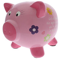 Piggy Bank Christian Inspirational Ceramic Pink Girls