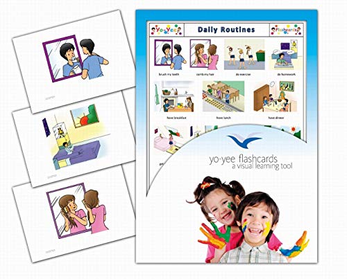 Yo-Yee Flash Cards - Daily Routines Flashcards with Teaching Activities for Preschoolers, Toddlers, Kids, and Adults