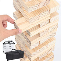 oeprzcu Giant Toppling Timber Tower Toy - 48 Eco-Friendly Wooden Blocks Stacking Game w/ Dices, Game Board & Carry Bag - Indoors & Outdoors Family Game / Developmental Game for Kids and Adults