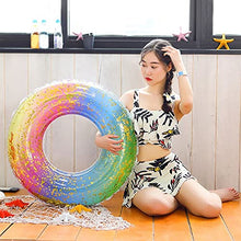Load image into Gallery viewer, Inflatable Glitter Pool Float Swimming Ring, Rainbow Colorful Tube Float, Summer Swim Pool,Girls Beach Toy Water Fun Party Toy for Kids &amp; Adult (70)
