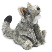 Folkmanis Small Coyote Hand Puppet, Gray; White; Black