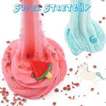 Load image into Gallery viewer, 2 Pack Cloud Slime Kit Ocean Blue Oreo Slime Red Watermelon Charm with Glitters Foam Slices for Girls Boys, Stretchy Slime Cotton Mud DIY Craft Toys Kids Party Favors
