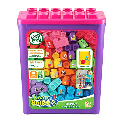 LeapFrog LeapBuilders 81-Piece Jumbo Blocks Box, Pink