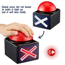 Load image into Gallery viewer, 2 Packs Game Answer Buzzers Alarm Buttons with Sound and Light Red Game Buzzers Funny Quiz Contest Answer Button Game Show Party Props for Adults Teens Boys Girls
