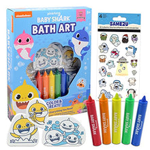 Load image into Gallery viewer, Pinkfong Baby Shark Baby Shark Bath Art Bundle for Kids, Toddlers ~ Baby Shark Shower Toys and Bathroom Accessories | Baby Shark Bath Toys for Boys and Girls with Samezu Shark Stickers
