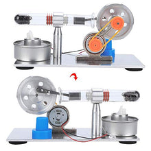 Load image into Gallery viewer, Stirling Engine, Stainless Steel Single Cylinder Stirling Engine Model Steam Power Physics Science Lab Teaching Tool with LED Light
