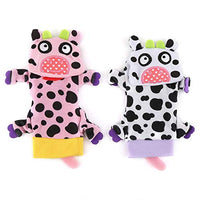 Baby Rattle Socks, Kids Soft Plush Cartoon Animal Foot Wrist Rattles Cute Doll Stocking Ring Bell Toys Educational Tool Child Toddler Rompers Accessories (Cow )