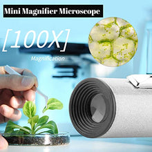 Load image into Gallery viewer, Mini 100X Microscope,100X Mini Led Magnifier Microscope,Lightweight Jewelers Loupe Magnifying Glass+Pouch, for Examine Blood Samples, Bugs, and Anything Else
