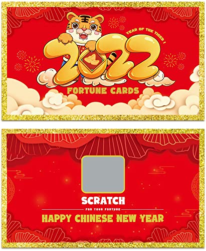 Chinese New Year 2021 Scratch Off Fortune Cards, Year of the Ox Decorations & Favors for Lunar New Year's Celebration / Office Party, 24 Count