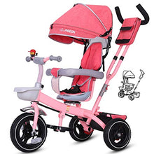 Load image into Gallery viewer, Moolo Children&#39;s Tricycle, Kids&#39; Trikes Bicycle Trolley Bicycle Awning Reversible Folding Pedal Multi-Function 1-3-6 Year Old (Color : Pink)
