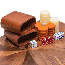 Load image into Gallery viewer, Yellow Mountain Imports Wooden Inlaid Backgammon Set, Cascadia - 17 Inches - with Acrylic Playing Pieces &amp; Wooden Dice Cups
