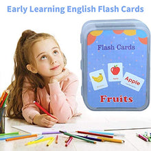 Load image into Gallery viewer, Preschool Learning Flash Cards Set of 4, Numbers, Alphabets, Colors, and Fruits, 100 Cards with 200 Pictures Early Educational Toy Gift for Kindergarten Tuddler Double-Sided Cards with Buckle
