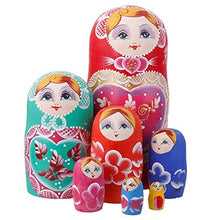 Load image into Gallery viewer, EXCEART Wooden Handmade Russian Nesting Stacking Dolls Matryoshka for Home Desk Decor 7Pcs (Red)
