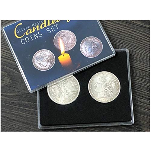 ZQION Candlelight Coins Set Magic Tricks Morgan Coin Appear / Disappear Magia Magician Close Up Illusions Gimmick Props Mentalism Fun