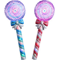 Zhanmai 2 Pieces 12 Inch Light up Lollipop Wand for Kids LED Fairy Princess Wand Glitter Light up Wand Blue Pink Light up Toy for Birthday Present Props