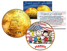 Load image into Gallery viewer, 1976 Peanuts Snoopy 24K Gold Plated IKE Dollar Each Coin Serial Numbered of 376
