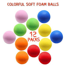 Load image into Gallery viewer, VRCLUB 12 Pieces Soft Foam Balls - Lightweight Mini Play Balls for Safe Indoor Toys Fun - Vibrant Assorted Colors Balls - Unique Birthday Party Favors for Boys and Girls
