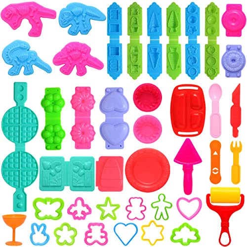 FRIMOONY Dough Tools Set for Kids, Various Animal Molds, Rolling Pins, Random Color, 41 PCS