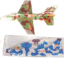 Load image into Gallery viewer, 12 Piece Bulk Lot of Camouflaged Styrofoam Military Toy Jet Airplane Flying Glider
