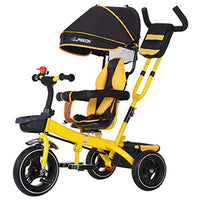 Moolo Children's Tricycle, Kids' Trikes Bicycle 1-3-6 Year Old Trolley Bicycle Awning Reversible Folding Pedal Multi-Function (Color : Yellow)