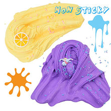 Load image into Gallery viewer, Purple Dumbo Slime Lemon Slime with Slices, 2 Pack Butter Slime Kit, Stretchy Cotton Candy Mud Premade Scented Crunchy Slime DIY Sludge Stress Relief Toys for Kids Boys Girls
