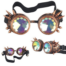Load image into Gallery viewer, OMG_Shop Kaleidoscope Steampunk Rave Goggles Diffraction Rainbow Crystal Lens
