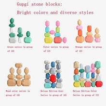 Load image into Gallery viewer, Gupgi Wooden Building Blocks Set Lightweight Natural Balancing Blocks Colored Wooden Stones Stacking Game Rock Blocks Educational Puzzle Toy (16pcs, Wooden Box Package)
