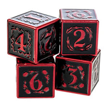 Load image into Gallery viewer, Fantasydice Nightwatch Large Red Metal Dice Set 4X D6 Polyhedral Dice with Metal Box for Dungeons and Dragons (D&amp;D, DND 5 Edition) Call of Cthulhu Warhammer Shadowrun and All Tabletop RPG
