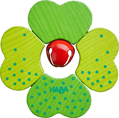 HABA Shamrock Wooden Baby Toy with Metal Bell (Made in Germany)