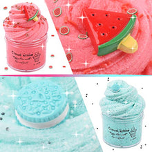 Load image into Gallery viewer, 2 Pack Cloud Slime Kit Ocean Blue Oreo Slime Red Watermelon Charm with Glitters Foam Slices for Girls Boys, Stretchy Slime Cotton Mud DIY Craft Toys Kids Party Favors
