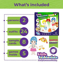 Load image into Gallery viewer, Picnmix Little Fashionista Toddler Dress Up Doll Matching Spelling Game and Pretend Play Set. 28 Outfits and Accessory Pieces. Board Game and Preschool Learning Toy.
