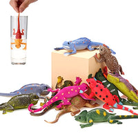 Axbotoy 12 Pack Lizard Animal Figurines,6 Color-Changeable and Stretchy Realistic Reptile Toy Set,for Themed Parties,Goodie Bag Fillers, Carnival Prizes,Classroom Rewards (LIZARD-10)