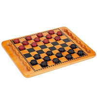 WE Games Solid Wood Checkers Set - Red & Black Traditional Style with Grooves for Wooden Pieces