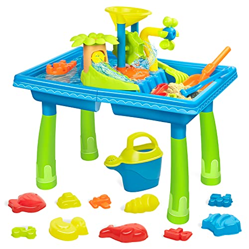 UNIH Sand and Water Table for Toddlers ,Water Table Beach Outdoor Toys for Toddlers Age 2-4,Toddlers Play Sandbox Activity Table Toys for Boys Girls 2 3 4 Year Old