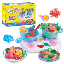 Load image into Gallery viewer, Clay Molds Playset Dough Kitchen Creations Stovetop Set,Multi Color Play Food Modeling Accessories,Gift for Kids Ages 3 and Up
