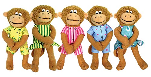 MerryMakers Five Little Monkeys Finger Puppet Playset, Set of 5, 5-Inches Each