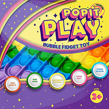 Load image into Gallery viewer, PopIt Play Mega Pop It - Rainbow Heart 8 inch 100 Bubbles Big Pop it Fidget Toy, Stress Relieving Squeeze Big Pop it Toy for Kids, Includes Size Among Us Pop It Keychain
