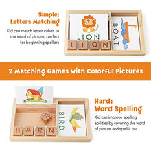 Load image into Gallery viewer, Coogam Spelling Games, Wooden Matching Letters Toy with Flash Cards Words, Montessori ABC Alphabet Learning Educational Puzzle Gift for Preschool Boys Girls Kids Age 3 4 5 Years Old
