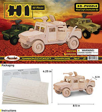 Load image into Gallery viewer, Puzzled 3D Puzzle H1 Truck SUV Wood Craft Construction Model Kit, Fun Unique &amp; Educational DIY Wooden Army Toy Assemble Model Unfinished Crafting Hobby Puzzle to Build &amp; Paint for Decoration 68pc Pack
